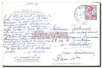 A Infanta Marguerite-Thérèse — Retrato da Infanta Marguerite-Thérèse — Editado pelo COMITÉ NATIONAL DE L'ENFANCE — Verso