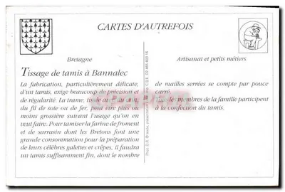 Tecelagem de tamis e de crepe em uma família de Bannalec — Série das Indústrias Bretãs n°1360 — Verso