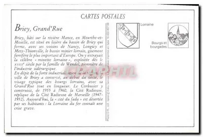 Briey, Grand'Rue — vista da rua pavimentada com pedestres — editor Gérard Babillot, n°9 — Verso