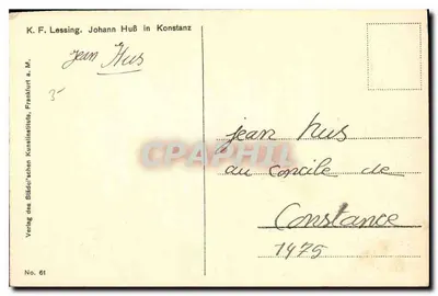 Jean Hus no concílio de Constança — 1417 — editor K.F. Lessing, n° 61 — Verso