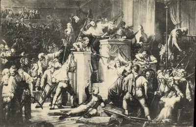 Sessão da Convenção presidida por Boissy d'Anglas — An I — Annonaÿ (Arzèche) — Reprodução do quadro de Vinchon