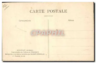Sessão da Convenção presidida por Boissy d'Anglas — An I — Annonaÿ (Arzèche) — Reprodução do quadro de Vinchon — Verso