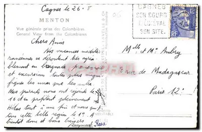 Vista generale delle Colombières — Cagnes-sur-Mer — editore Sitel — Verso