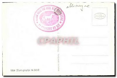St. Wolfgang, Weisses Ross — widok placu z napisem białego konia — Echte Photographie Nr.24348 — Rewers