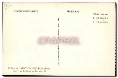 Zamek Kerjean — Otoczenie Saint-Pol-de-Léon — Imp. Letellier — Rewers