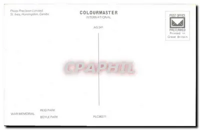 Forfar — Torre de Forfar e parque — editor Colourmaster International, n° AG 241 — Verso