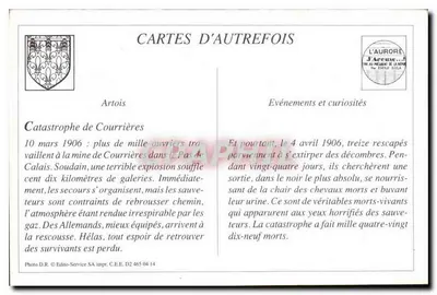Catástrofe de Courrières — Os Restos de uma Vitima — Cartas de Outrora, Edição L'Aurore — Verso