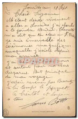 Lourdes - Najświętsza Panna Maria z Koroną, Pielgrzymi w Modlitwie — Wydawnictwo Labouché Frères, Toulouse, nr 951 — Rewers
