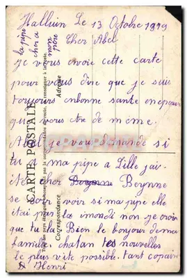 Pejzaż jeziora — z różami — wydawnictwo La Pensée, nr 621 — Rewers