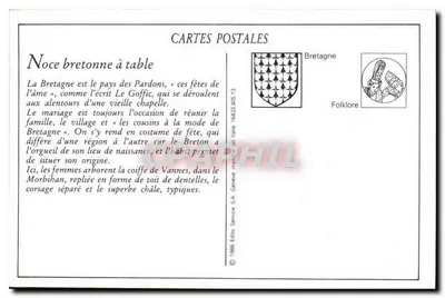 Intorno a VANNES - Noce Bretonne a tavola — Edizione Service S.A. n°860 — Verso