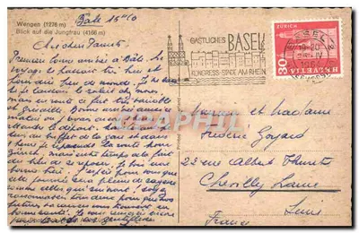 Wengen (1276 m) — Widok na Jungfrau (4166 m) — Gastliches Basel — Rewers