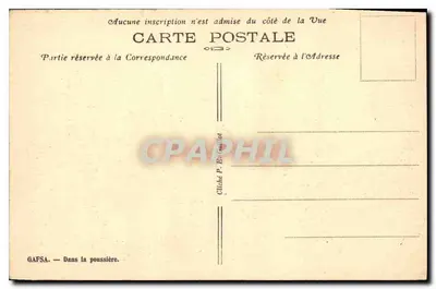 Gafsa — krajobraz wiejski z pasterzem i osłami — Ollahé P. B. Guillot — Rewers
