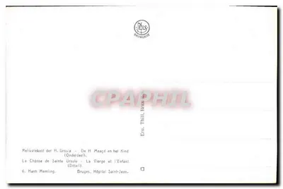 A Cápsula de Santa Ursula — detalhe da Virgem e do Menino — Ern. Thill, Bruxelas — Verso