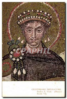 Jústino Imperador — Mosaico da Basílica S. Vitale — Editor Stefani, Ravenne