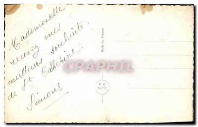 Uśmiechnięta kobieta trzymająca filiżanek — PC PARIS 3599 — wydawca P-C Paris — Rewers