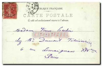 Schloss Chantilly — Das Schloss aus dem Park gesehen — Verlag: T. Robineau, LL. n°10 — Rückseite