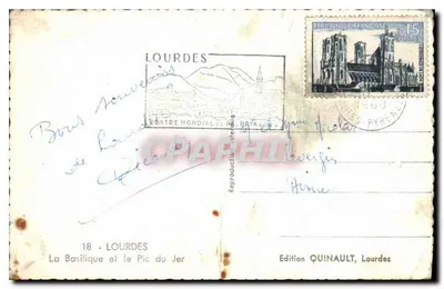 Lourdes — A Basílica e o Pic du Jer — Edição Quinault — Verso