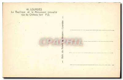 Lourdes — Bazylika i Pomnik Interallijski widziane z Cytadeli — Edit. du Palais du Rosaire - Lourdes — Rewers