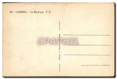 Lourdes — Widok Bazyliki P.D. — Wydawnictwo P. Doucet — Rewers