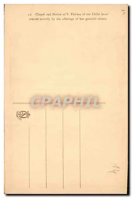 Cappella e reliquiario di Santa Teresa del Bambino Gesù — al Carmelo di Lisieux — editore non visibile, numero di serie 41 — Verso
