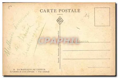A Basílica de Lisieux — O Caminho da Cruz externo — Vista Geral — Depositado em Paris — Verso