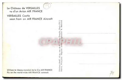 Château de Versailles — vu d'un avion Air France — Éditions Greff — Verso
