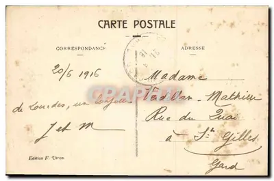 Lourdes — Widok na Esplanadę — Wydawnictwo F. Viron, n° 133 — Rewers