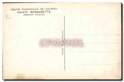 Statua św. Bernadett — Parafialna świątynia w Lourdes — Rzeźba Michèleleta — Rewers