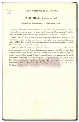 Versailles (Seine-&-Oise) — Katedra Świętego Ludwika — Kolekcja Solution Pautauberge, 6. seria — Rewers