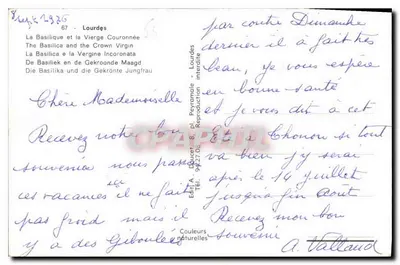Lourdes — Bazylika i statua Najświętszej Panny Maryi Królowej — Éd. A. Dourret, n° 67 — Rewers