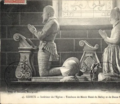 Gizeux — Interior da Igreja — Túmulo de Messire René du Bellay e de Dame M