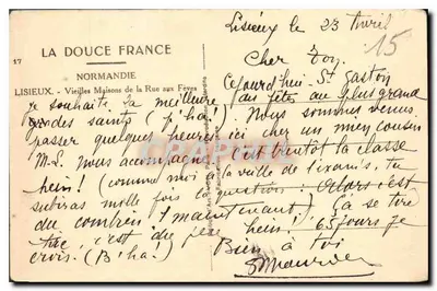 Lisieux — Stare domy na Rue aux Fèves — La Douce France, wydawca Wonn — Rewers