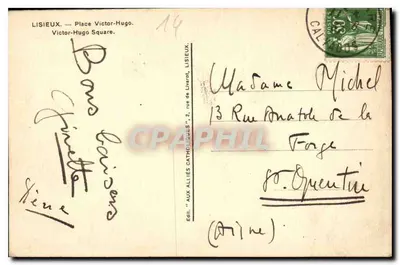 Lisieux — Praça Victor-Hugo — Edição 'Aux Alliés Catholiques' — Verso