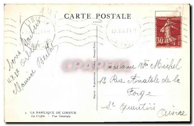 Bazylika w Lisieux — Krypta — Ogólny widok — Dépêche, Drager Paris — Rewers