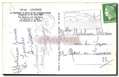 Lourdes — De Basiliek, de Gave en de nieuwe bruggen — Uitgave Edlux — Achterkant