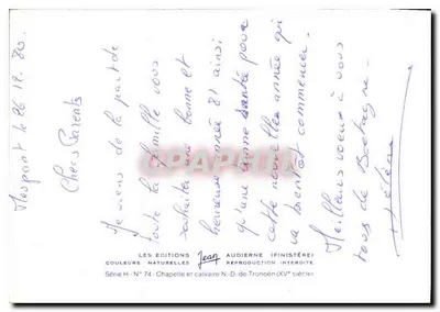 Bloavez — Kaplica i kalwaryjny chrzest Matki Bożej z Tronoën — Wydawnictwo Jean Audierne — Rewers