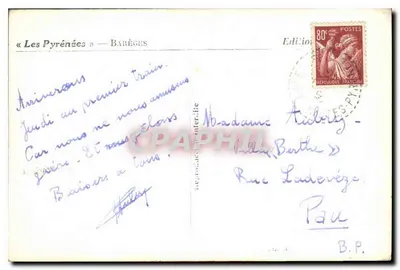 Refúgio de Aygues-Cluses aos pés do Pic de Barèges — Edição « Les Pyrénées » — Barèges — Verso