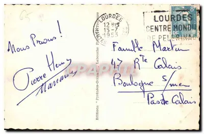 Lourdes — Cenas religiosas — Éditions Pierre Henry — Verso