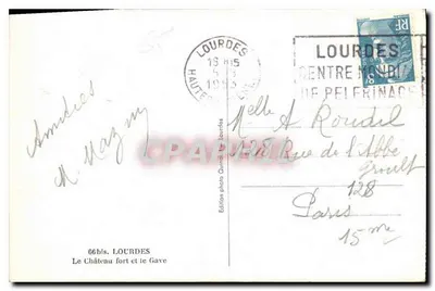Lourdes — Zamek i rzeka Gave — wydawnictwo fotograficzne Quinault, Lourdes — Rewers