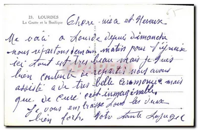 Lourdes — La Grotte et la Basilique — Éditeur H. B. LEBRUN — Verso