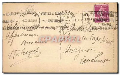Lourdes — Gruta e Basílica — Éd. P. Duvignion, n°6 — Verso