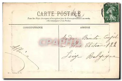 Stara pocztówka Vierge couronnée et Château — Poursades — Wydawnictwo F. V. — Rewers