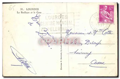 Lourdes — De Basiliek en de Gave — Uitgave P. Doucet, n°31 — Achterkant