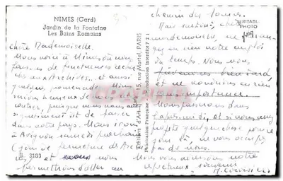 Jardin de la Fontaine — Les Bains Romains — Nîmes (Gard) — Wydawca: Véritabl Photo, Paryż — Rewers