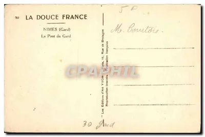 O Pont du Gard — Nîmes (Gard) — Éditions d'Art YVON, Paris — Verso