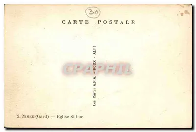 Nîmes (Gard) — Kościół św. Łukasza — Karty A.P.A. - POUX - ALFI — Rewers