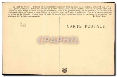 O Ponte do Gard — Estudo das arcos — Editor: G. Labourey — Verso