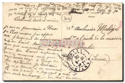 Stara pocztówka Nîmes Schody Fontanny — Rewers
