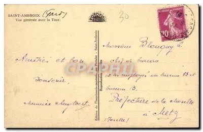 Saint-Ambroix (Gard) — Ogólny widok z wieżą — Wydawnictwo drukarni i papierowni Portalet — Rewers