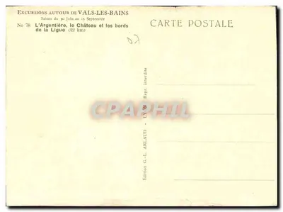 L'Argentière, zamok i brzegi Ligi — wydanie G.-L. Arlaud, nr 78 — Rewers